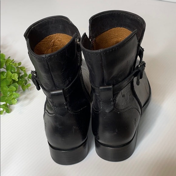 Frye Black Leather Ankle Boot with Strap & Buclke (8) - Picture 9 of 12